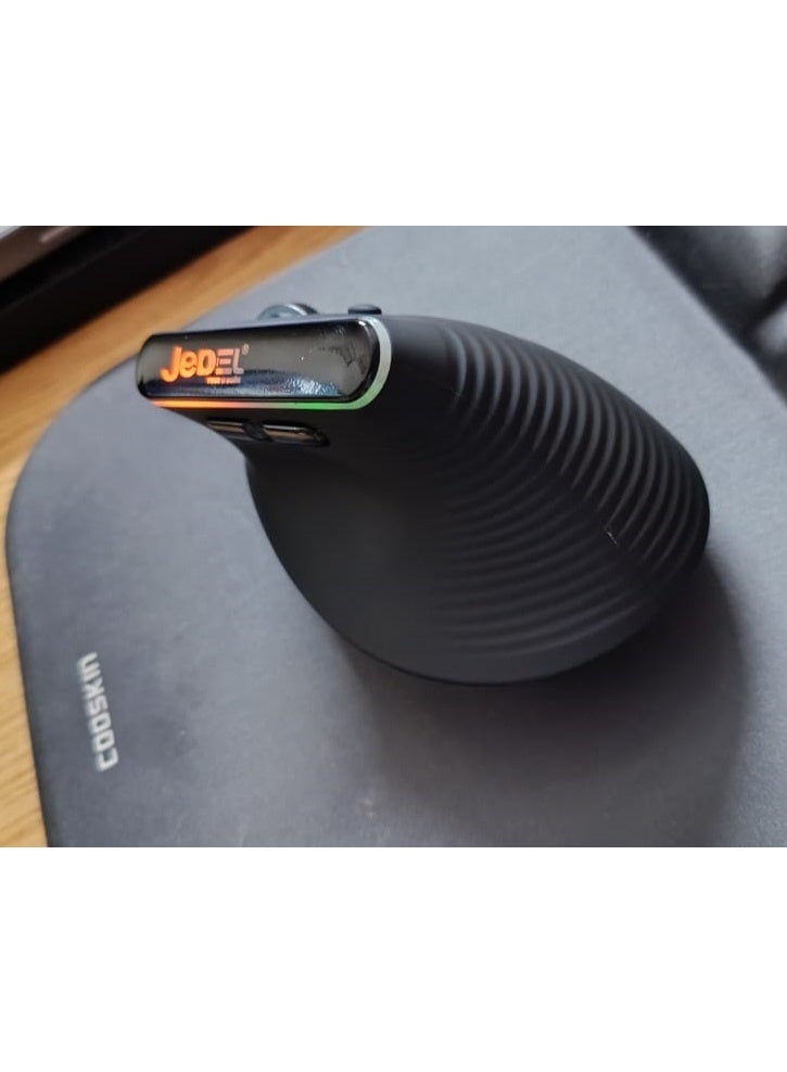 جي ديل ماوس لاسلكي W925P RGB عمودي ثنائي الوضع بلوتوث / 2.4 جيجا هرتز - بطارية قابلة للشحن مع زر تشغيل/إيقاف - دقة قابلة للتعديل حتى 4800 نقطة في البوصة - إضاءة RGB - متوافق مع ماك وويندوز | أسود - Image 3